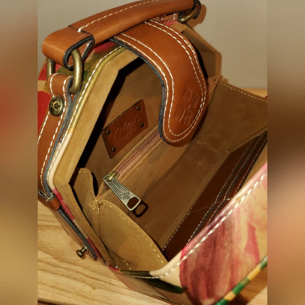 Patricia Nash Mini Leather Floral Print Crossbody Bag - Picture 13 of 15